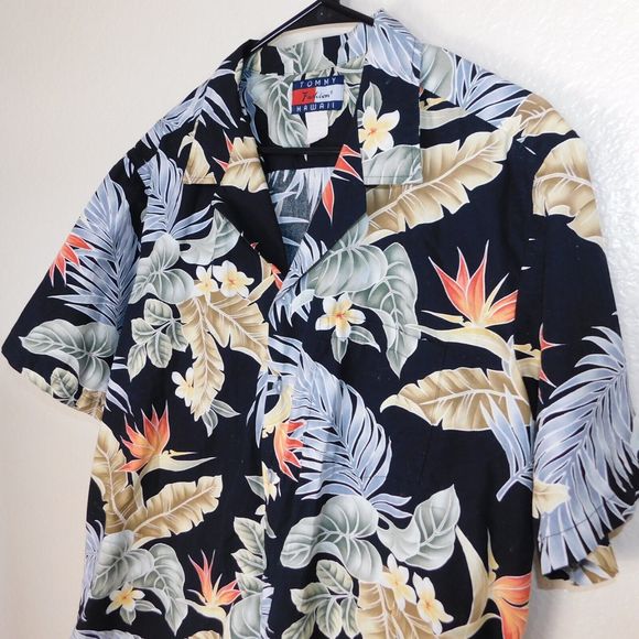 Tommy Hilfiger Hawaiian Shirt Adult XL Vintage Button Up Graphic Made in USA - Picture 3 of 7